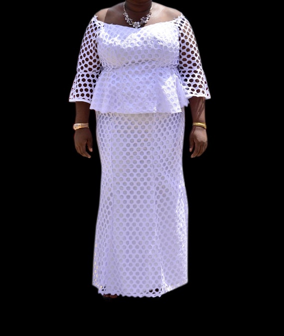 All White Kaba And Slit For Womenkente Designafrican Dress Etsy