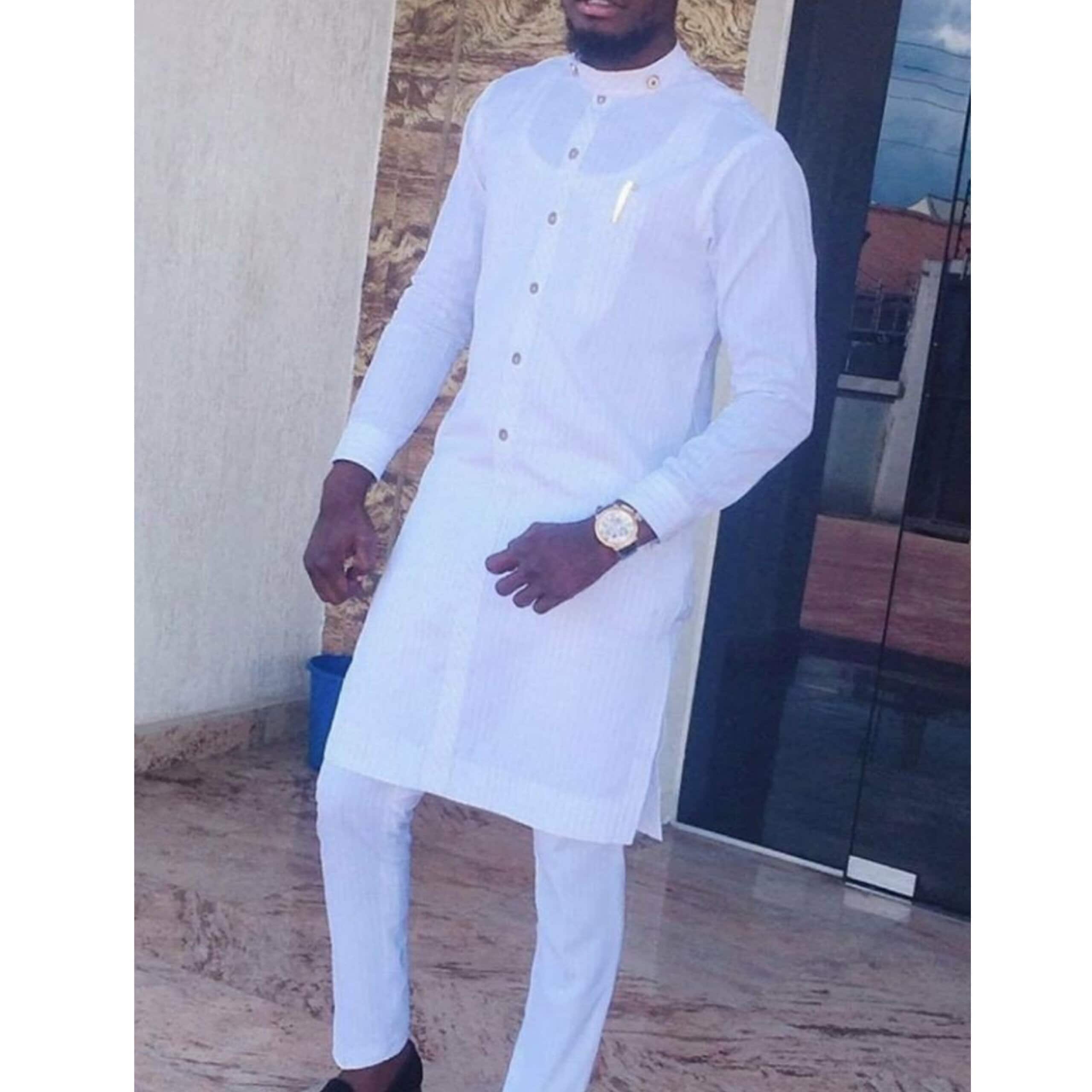 Africa men clothingKaftan plain white ...