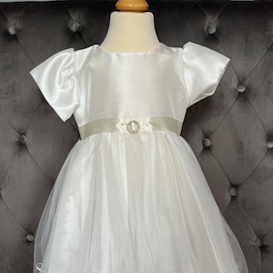 baby and toddler girl 12-18 month ivory Christening dress with diamanté circle bridesmaid flower girl