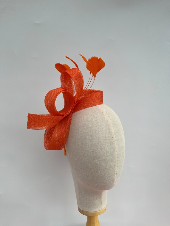 Buy New Orange Elegant Sinamay Loop Bow Fascinator Headband 