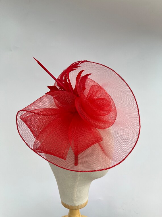 Vintage Red Floral Mesh Fascinator Hair Hat Red Mesh Flower Fascinator Vintage Pillbox Hat Hair Clip – CRAZE main image 4