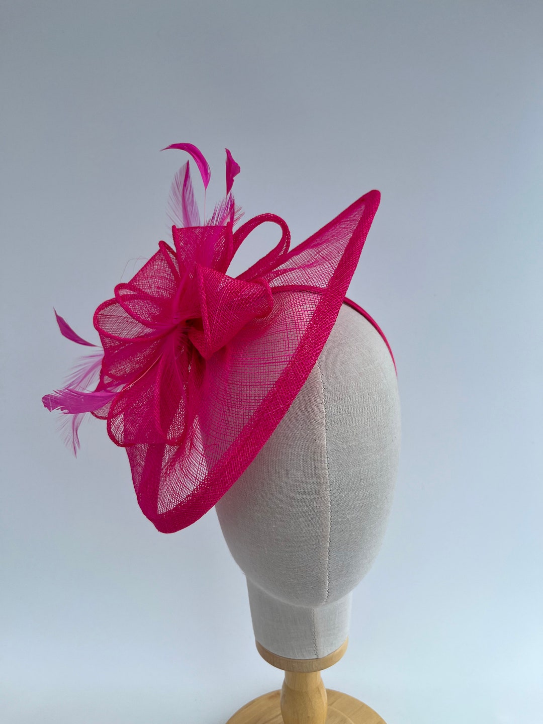 Cerise Pink Sinamay Teardrop Multi Loop Fascinator Headband Etsy UK