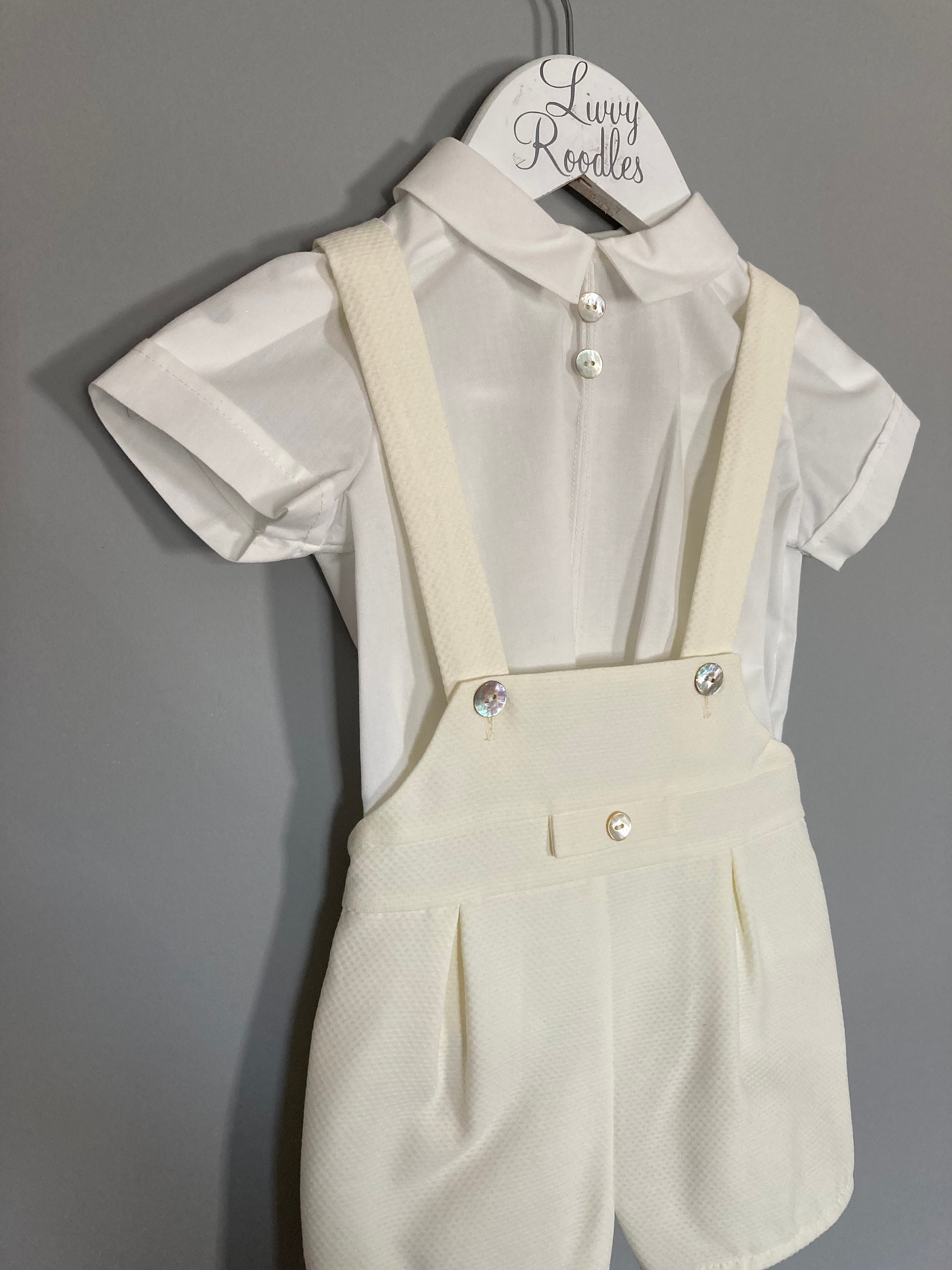 Boys 2 Piece Christening Wedding Dungaree Shorts Outfit Set Etsy UK