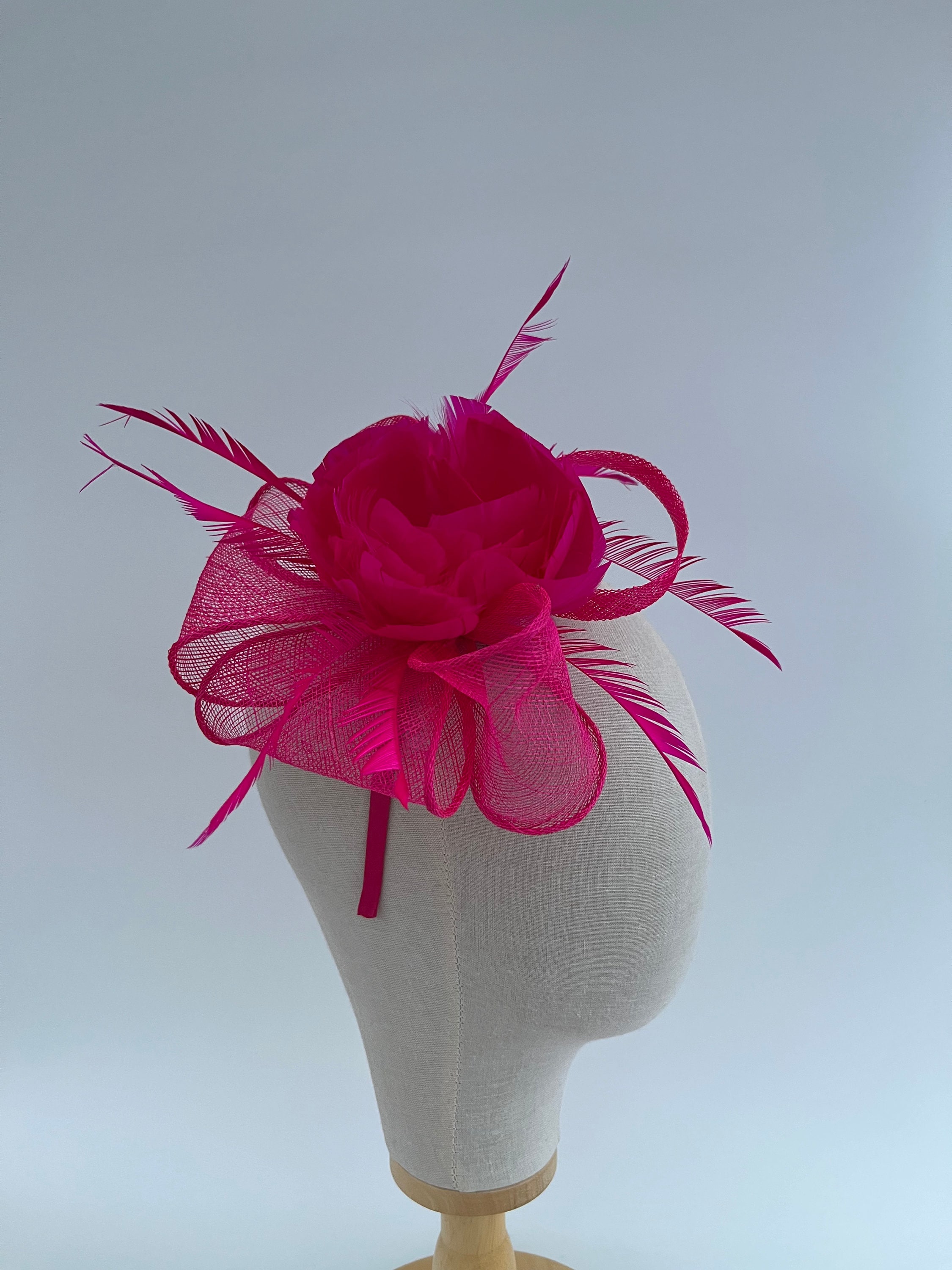 Red Peony Feathered Fascinator Red Peony Hair flower main image 2