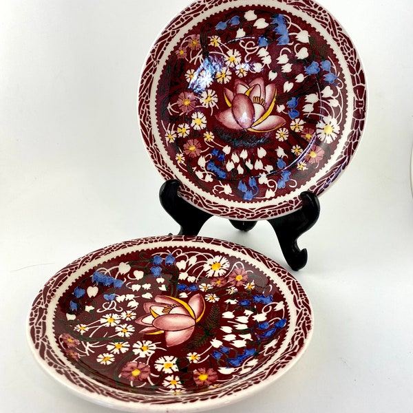 HTF Vernon Kilns Don Blanding Ultra California, Lei Lani, 6” Bread Plates, Set of 2