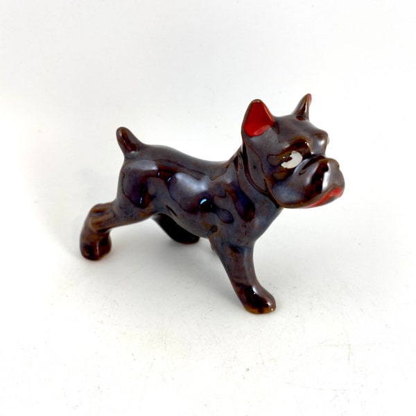 Redware Pottery Boxer Dog Figurine, Japan