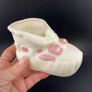 Vtg Pottery Baby Boot Planter