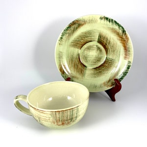 Vernonware Raffia Cup and Saucer Hand Painted, California, USA