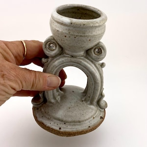 Studio Art Pottery Candle Holder, Artist Signed
