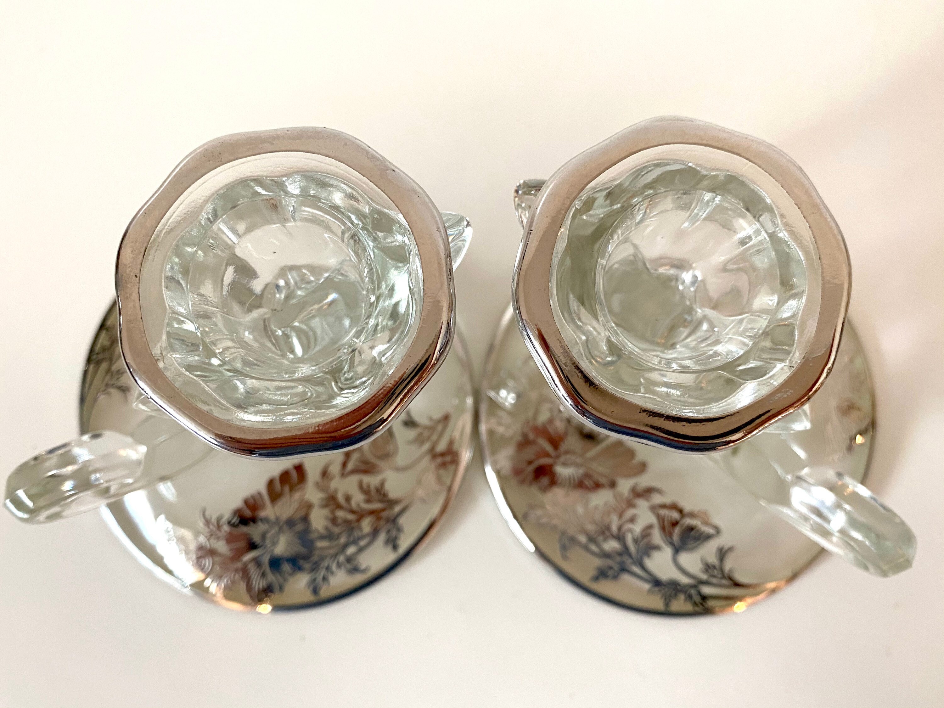 Fostoria Glass Elegant Baroque Candlestick Holders With Silver Etsy