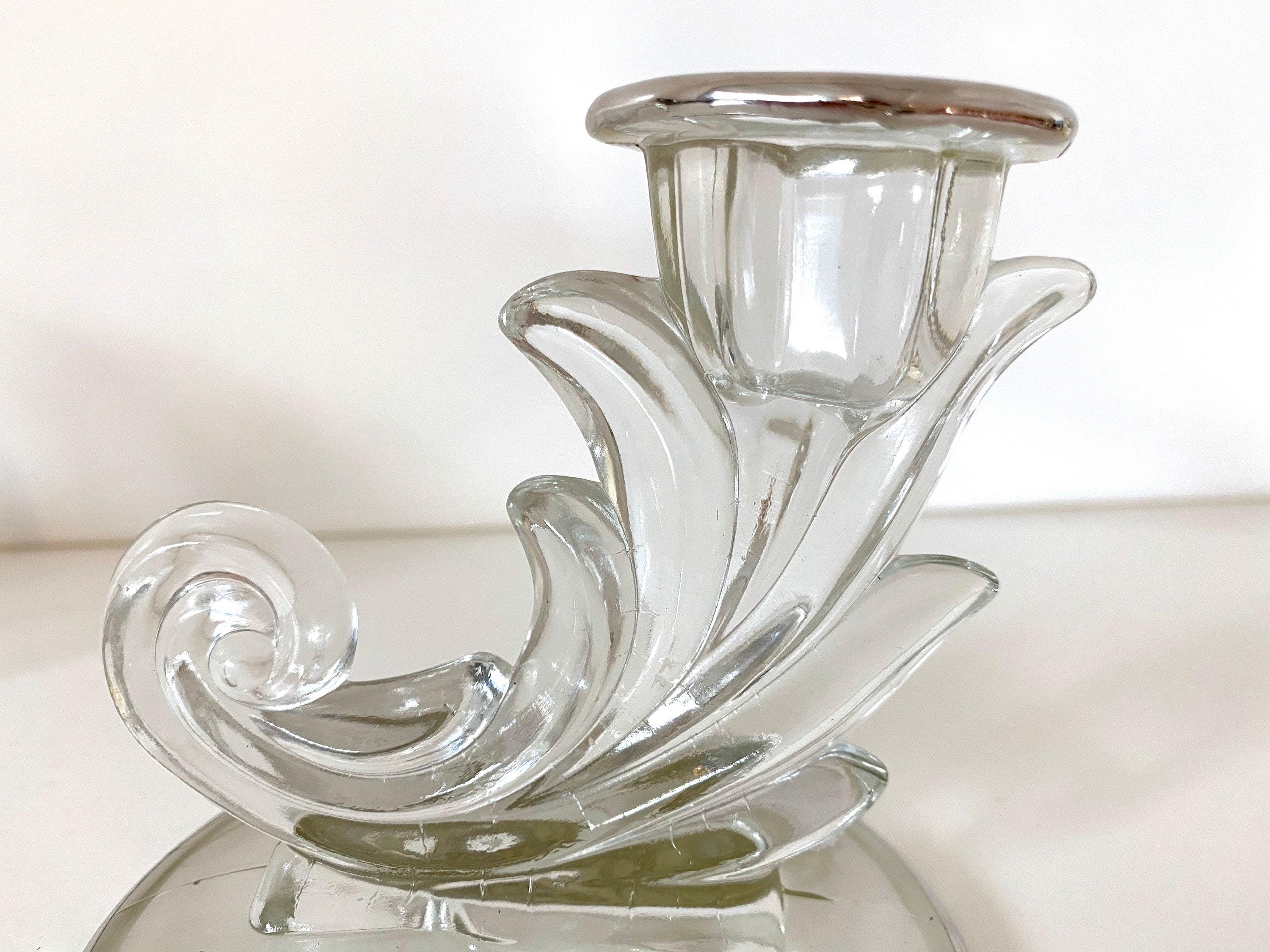 Fostoria Glass Elegant Baroque Candlestick Holders With Silver Etsy