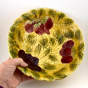 Antique Barbotine Majolica Fruit Bowl, Sarreguemines France