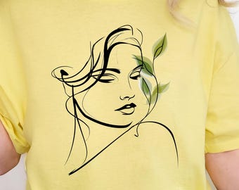 Camiseta con estampado de Matisse y arte feminista, camiseta de arte Wabi Sabi para chicas modernas, retrato dibujado a mano estilo Japandi, regalo de autocuidado para mujeres.
