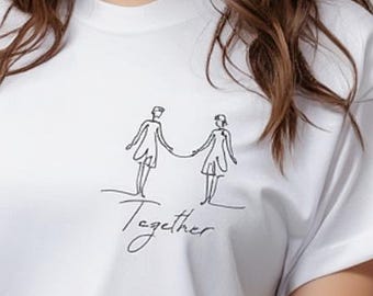 Camiseta "Juntos" para mujer, camiseta "Pareja enamorada", regalo de San Valentín para ella, dos mujeres tomadas de la mano, camiseta "Conexión de amor", dulce regalo para ella
