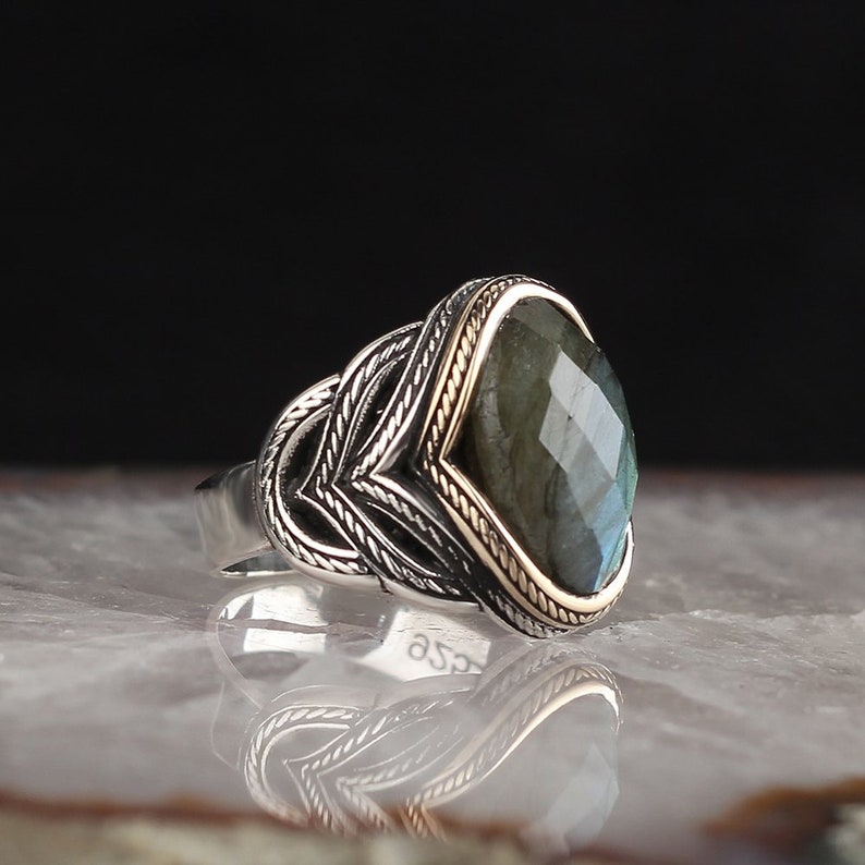 Sterling Silver Ring 925 Sterling Silver Labradorite Stone Men\u2019s Ring