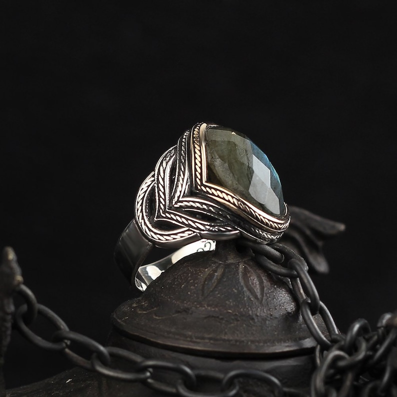 Sterling Silver Ring 925 Sterling Silver Labradorite Stone Men\u2019s Ring