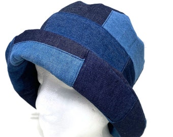 Denim patch hat