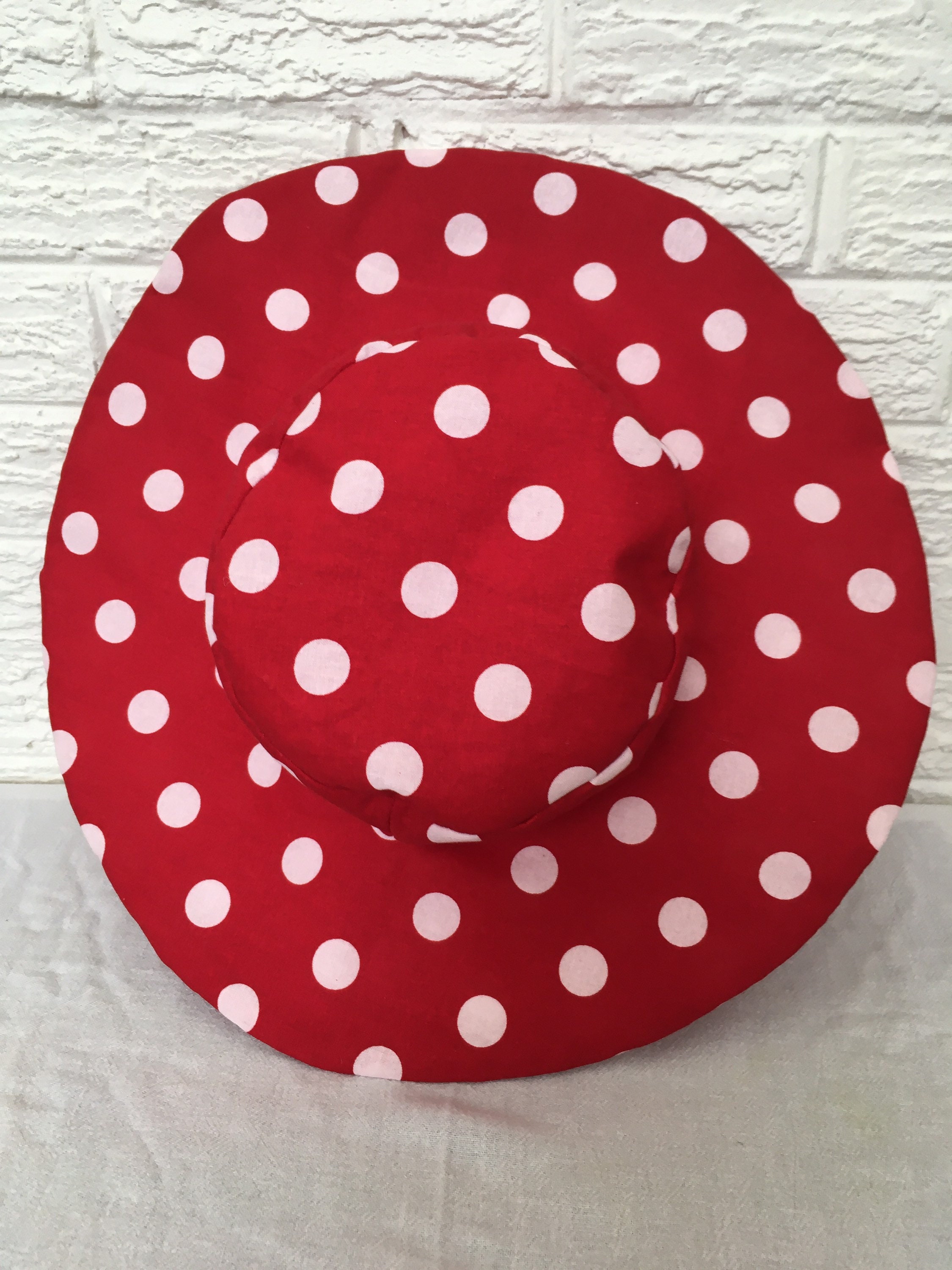 Sun n’ Sand Red Stitch Polka Dot Sun Hat Baby Cotton Bucket Hat - Red Polka Dot – Blue Corduroy main image 4