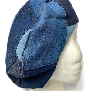 Patched Denim Beret: Lightweight Summer Hat
