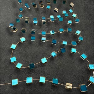 Handmade Blue Glass Mirror Garland – Reflective Suncatcher Decoration