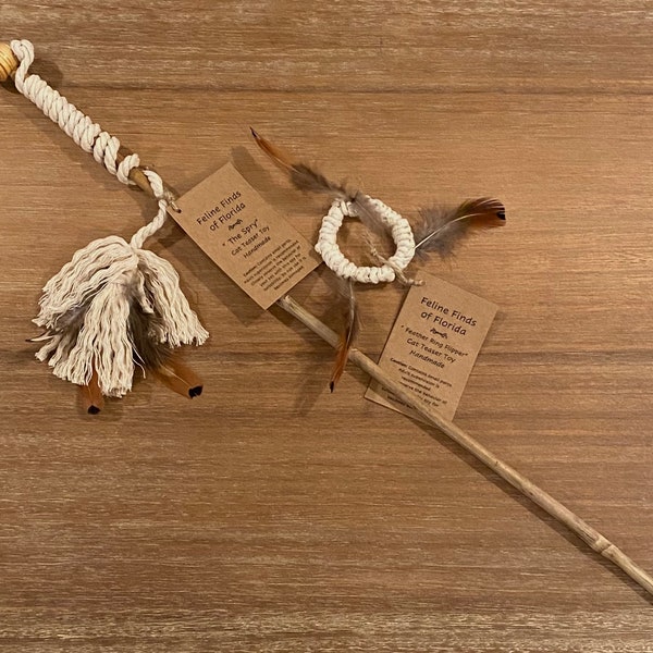 Cat Toy Gift Set - Cat Toy Teaser Wand “The Spry” & "Feather Ring Flipper"