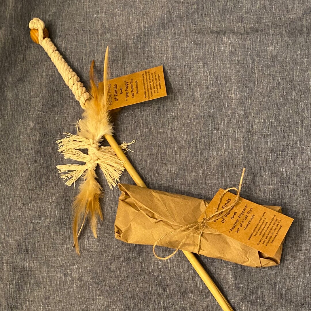 Cat Toy Gift Set Cat Toy Teaser Wand the Poppy & 3 Etsy
