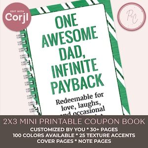 Mini modello di coupon per la festa del papà / Regalo per papà modificabile e stampabile / Download immediato Corjl / Regalo fai da te per papà / FD001
