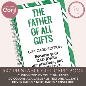 de livre de cartes-cadeau pour la fête des pères | Cadeau papa imprimable modifiable | Téléchargement instantané Corjl | Cadeau DIY pour papa | FD001