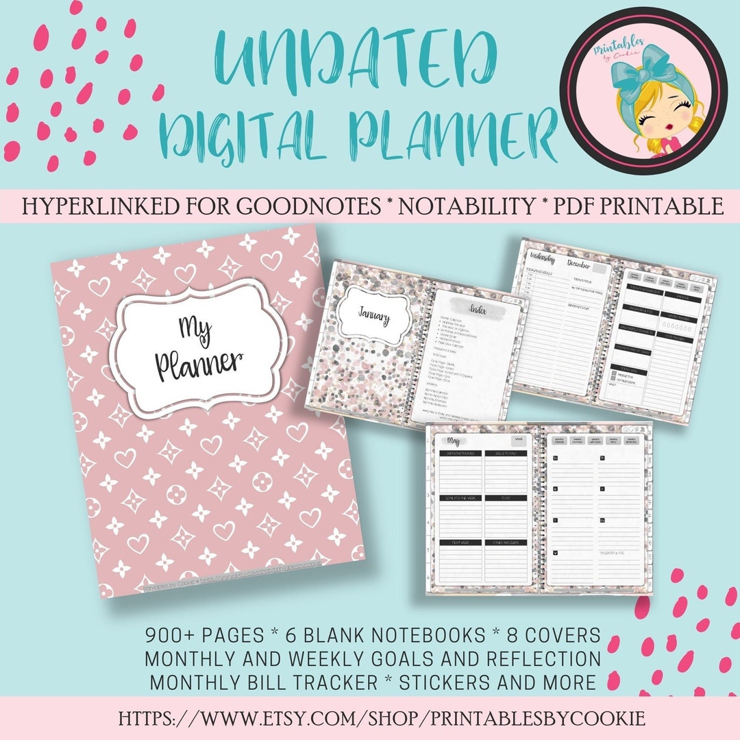 Undated Digital Planner Goodnotes With Digital Notebook Meal - Etsy