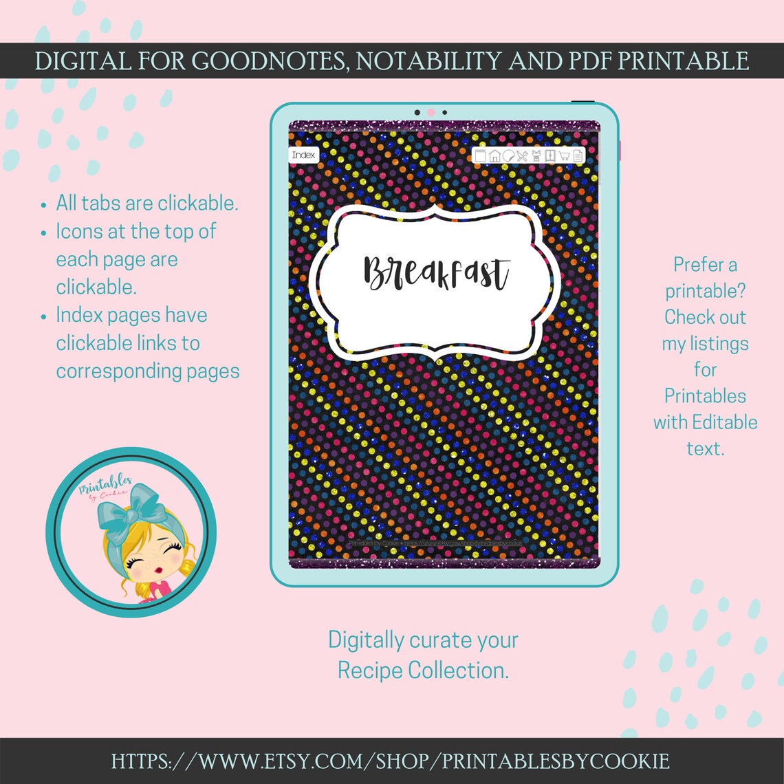 Digital Recipe Book GoodNotes GoodNotes Recipe Book | Etsy