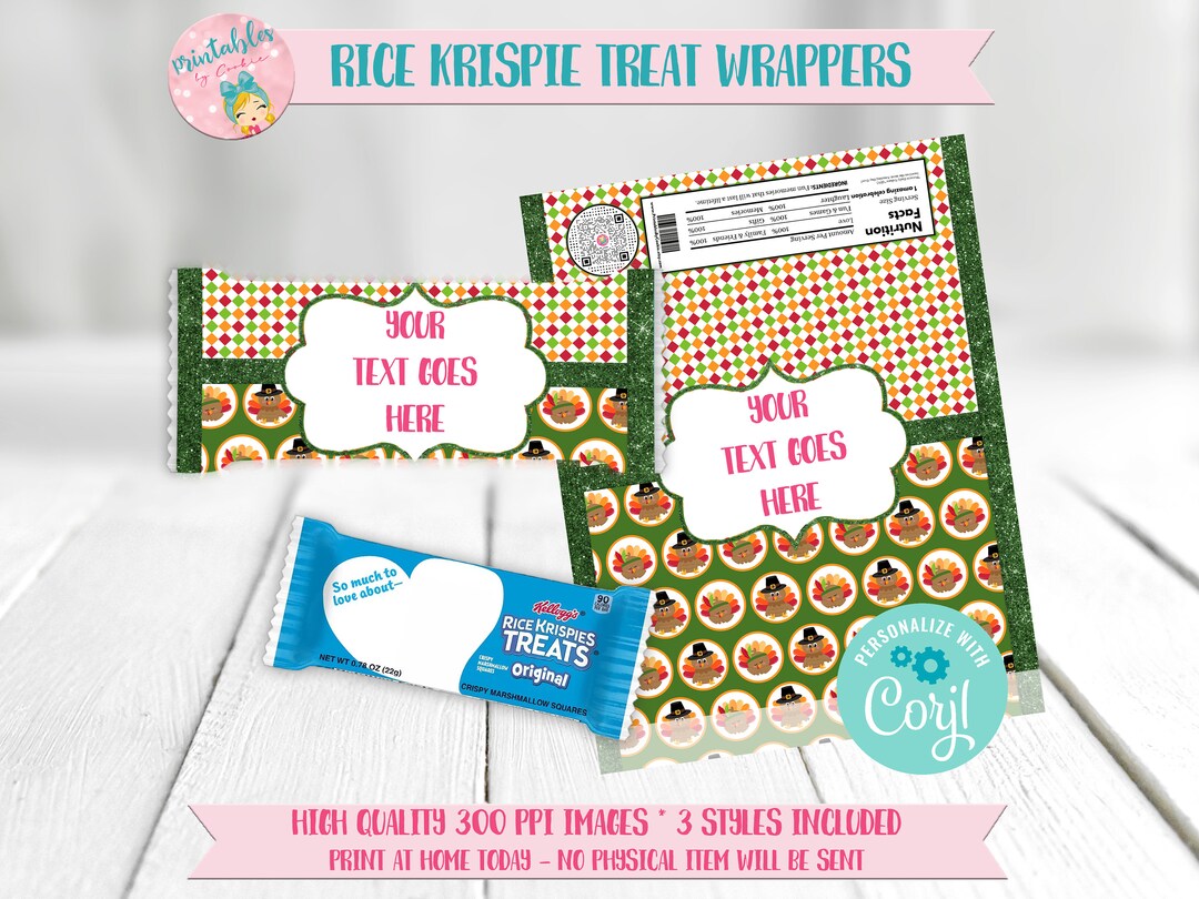Printable Rice Krispie Treat Wrapper Digital Download Rice - Etsy