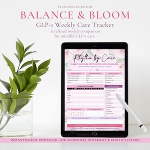 GLP-1 Weekly Care Tracker for GoodNotes | Medication Support Page | Digital Download PDF | Balance & Bloom