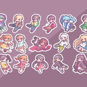 Kagerou Project Stickers | 16 Characters | 2-inch Pixel Art Die-Cut Matte Vinyl Stickers