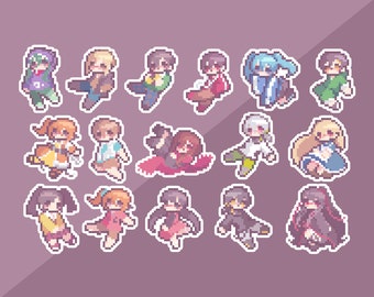 Kagerou Project Stickers | 16 Characters | 2-inch Pixel Art Die-Cut Matte Vinyl Stickers