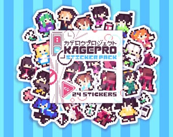 Kagepro Sticker Set | 24 Stickers | Mini Pixel Art Die-Cut Matte Vinyl Sticker Pack