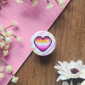 LGBTQ+ Pride Heart Pixel Buttons | 40 Pride Flags | 1.25 Inch Pins image 4