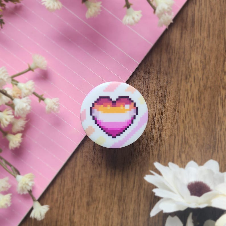LGBTQ+ Pride Heart Pixel Buttons | 40 Pride Flags | 1.25 Inch Pins image 4