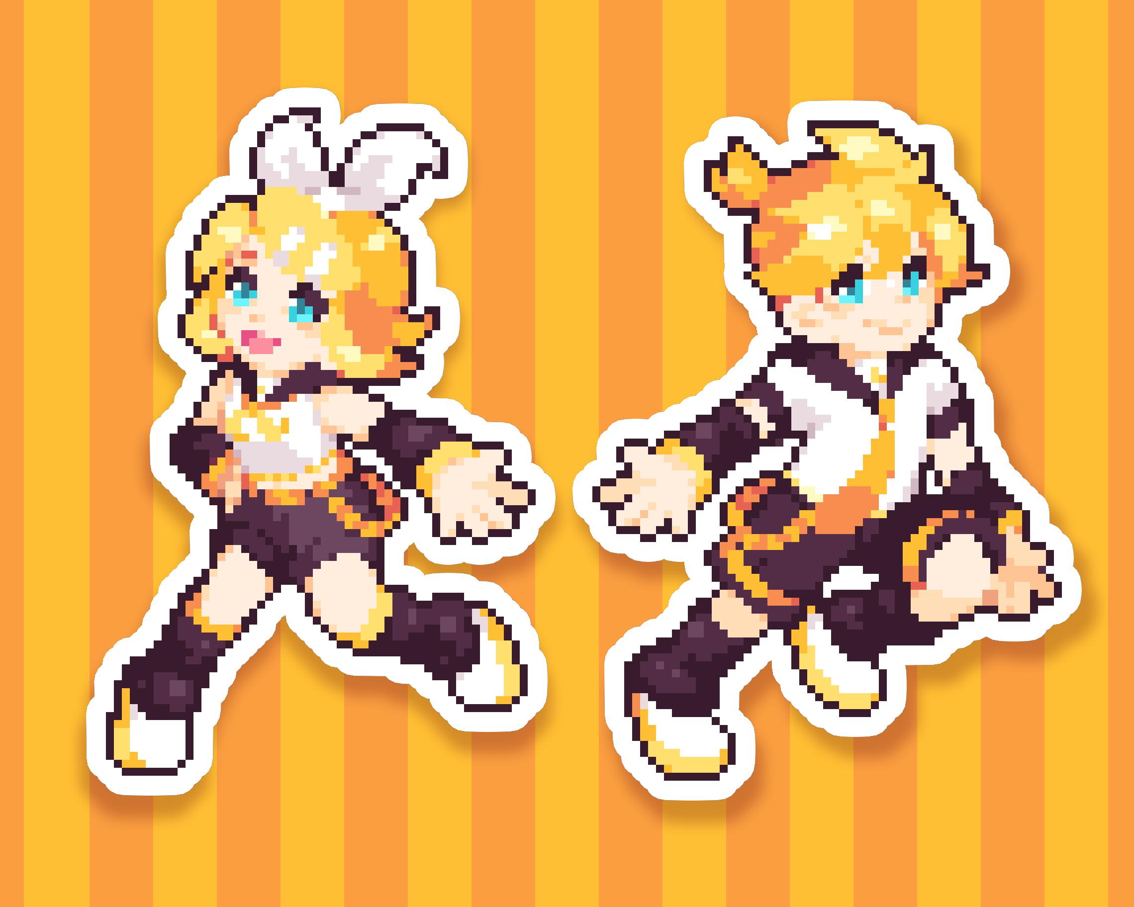 Vocaloid Kagamine Rin \u0026 Len Stickers | 3-inch Pixel Art Die-cut Matte Vinyl  Stickers - Etsy, image size:2280x1824