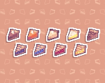 Pie Slice Stickers | 9 Autumn Pies Flavors | 1.4 Inch Die Cut Matte Vinyl Stickers