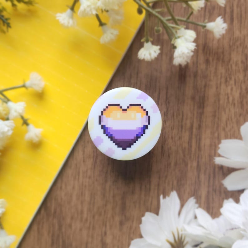 LGBTQ+ Pride Heart Pixel Buttons | 40 Pride Flags | 1.25 Inch Pins image 5