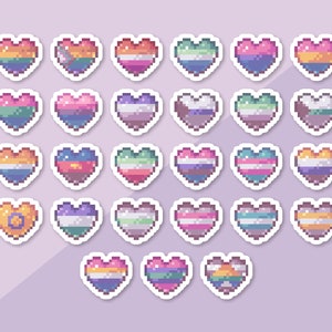 LGBTQ+ Pride Heart Stickers | 27 Different Pride Flags | 1 & 1.5 inch Die-Cut Matte Vinyl Stickers