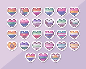 LGBTQ+ Pride Heart Stickers | 27 Different Pride Flags | 1 & 1.5 inch Die-Cut Matte Vinyl Stickers