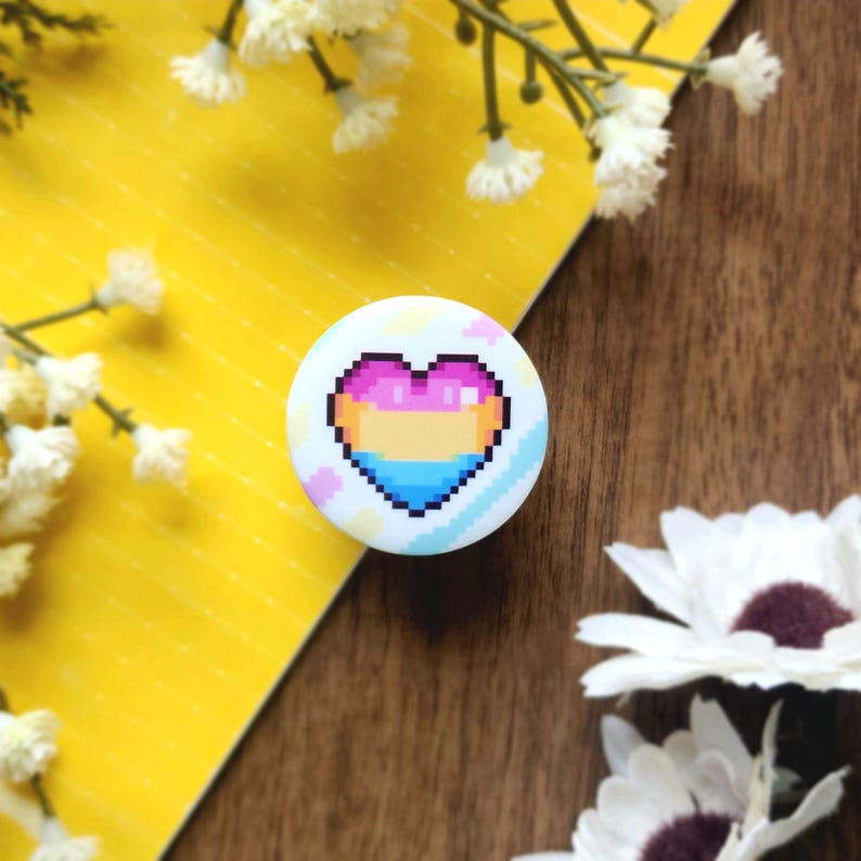 LGBTQ+ Pride Heart Pixel Buttons | 40 Pride Flags | 1.25 Inch Pins image 3
