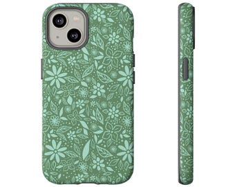 Grüne Blume Ästhetische Handyhülle Floral Sommer Handyhülle Frühling Boho Handyhülle Niedliche Handyhülle Florale Handyhüllen Kokette Handyhülle