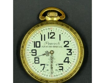 Vintage Arnex Incabloc 17 Jewels Pocket Watch Peacock SFMuni Special Works