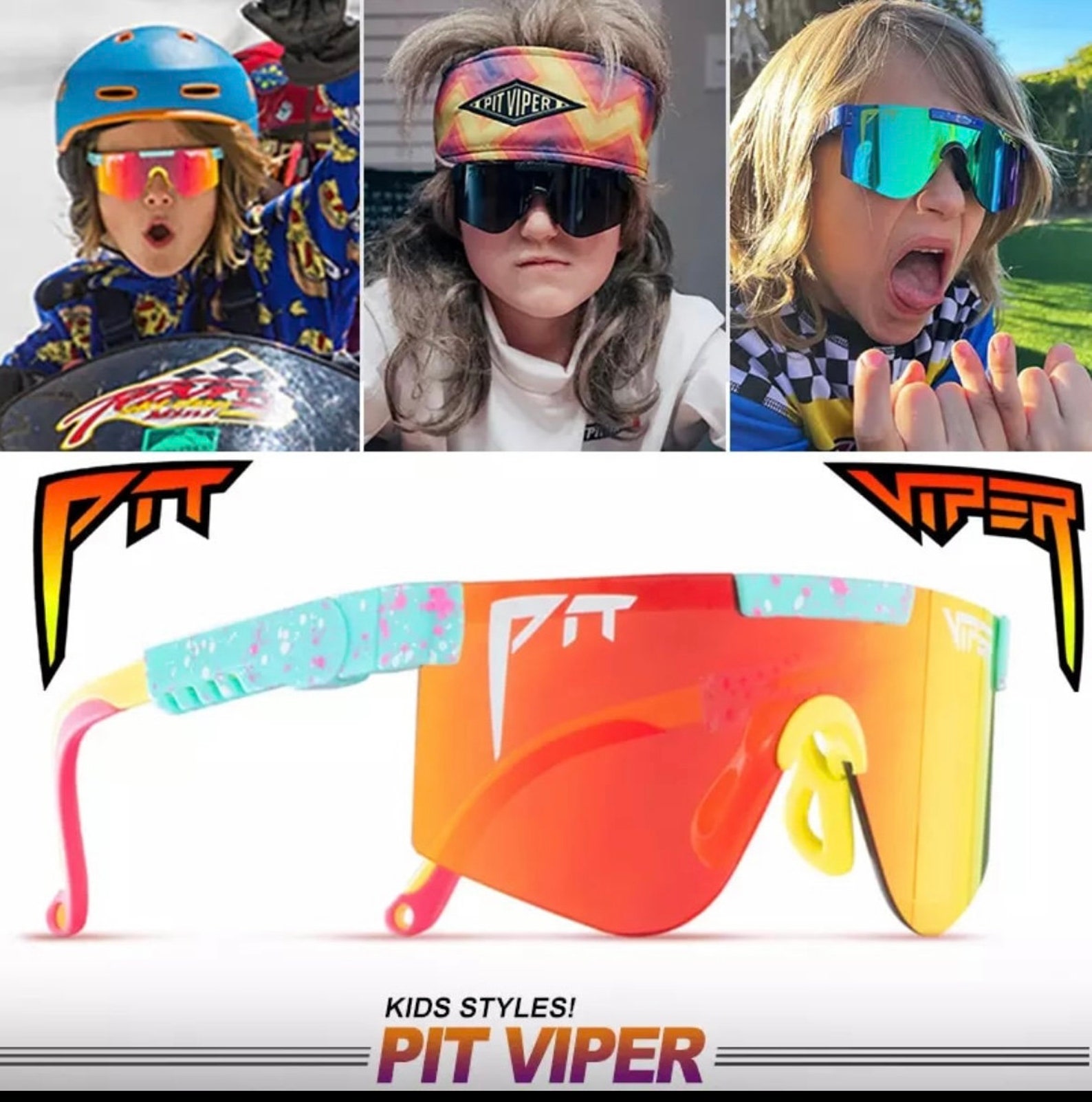 PIT VIPER Brand Kids Polarized Sunglasses Designer UV400 Boys Etsy