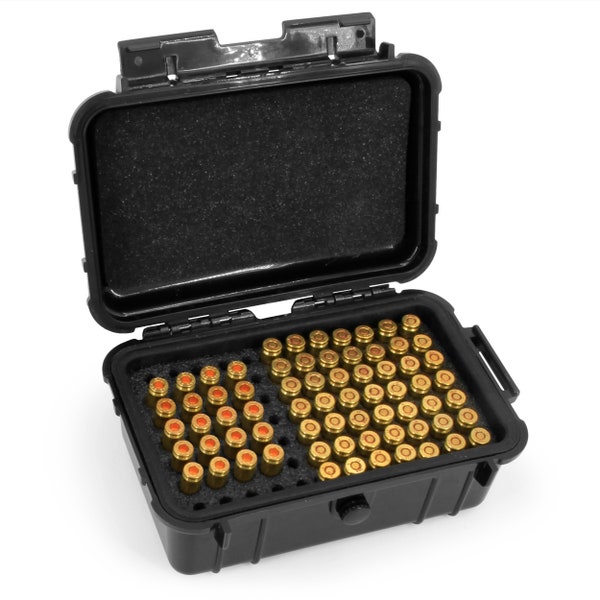 CM Hard Shell 9mm Ammo Box for 5.56, 223 or 9mm Bullets - 8" Waterproof Airtight 84 Slot Ammo Case with Absorbing Foam, Ammunition Case Only