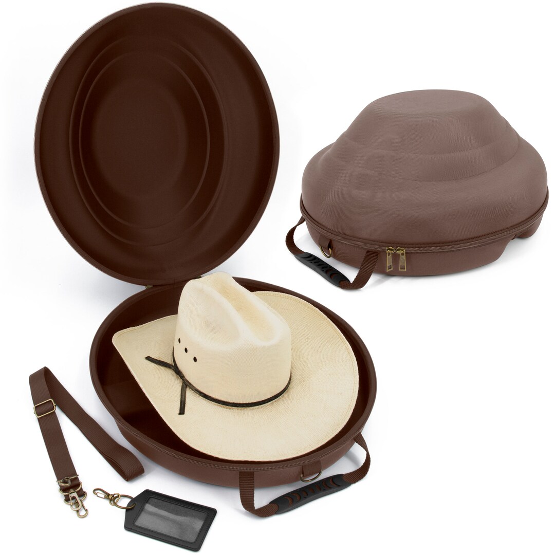 CASEMATIX Cowboy Hat Box Portable Cowboy Hat Storage for Brims up to 4.