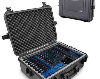 CM Waterproof Audio Mixer Case fits Yamaha MG12XU 12 Channel Mixing Console - Hard Shell Case with Foam fits Mixers up to 17" x 12.1" x 5"