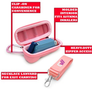 Casematix Pink Asthma Inhaler Travel Case for Adults and Customers of ...